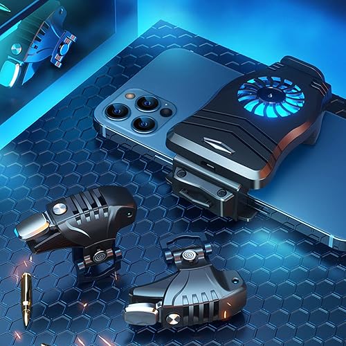 Miniatura 2 de Heayzoki Mobile Phone Cooler Pubg Mobile Controller Android Phone Controller Triggers Kit Quiet Cooling Pulse Automatic Four-Speed Click Phone