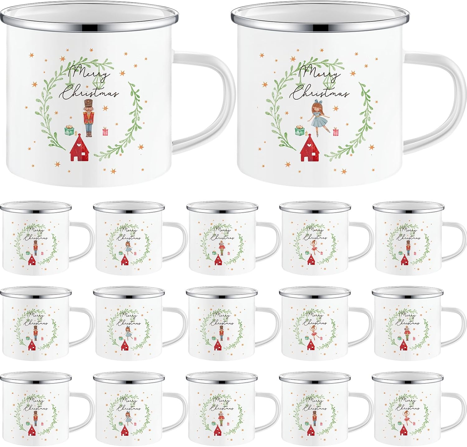 Mifoci 16 Pcs Christmas Enamel Coffee Mugs Bulk 12oz Kuwait Ubuy