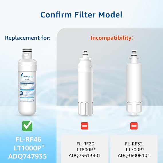 Filterlogic LT1000PC ADQ747935 Refrigerator Water Filter, 3 Pack
