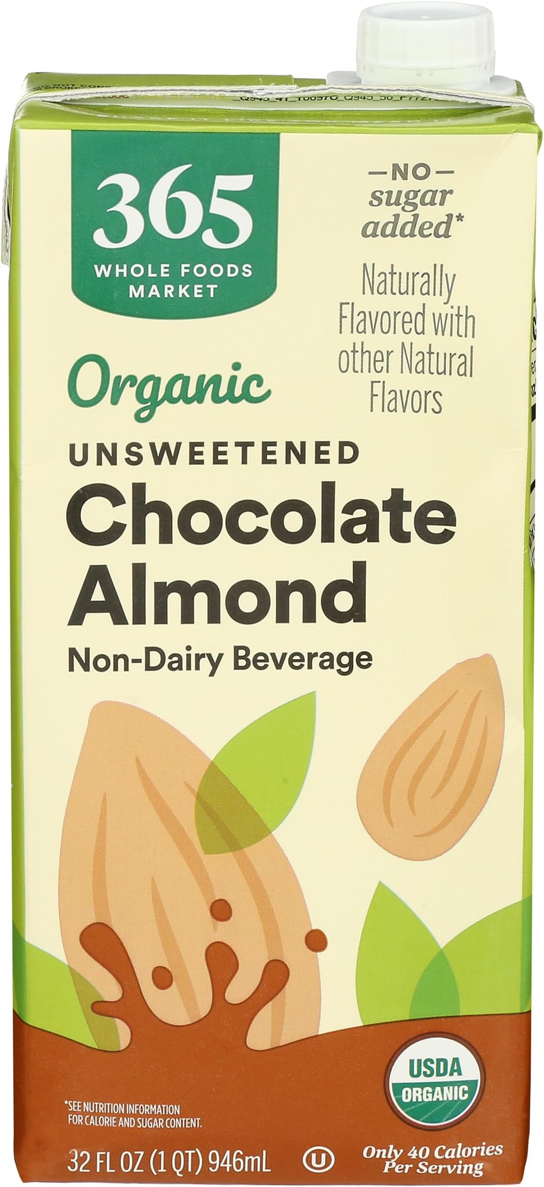365 by Whole Foods Market, Organic Chocolate Unsweetened Almond Milk, 32 Fl Oz