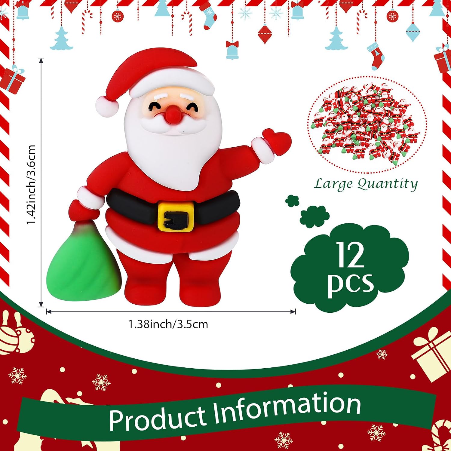 Halloscume 12 Pcs Mini Santa Christmas Figurines to Hide, White Skin image 2