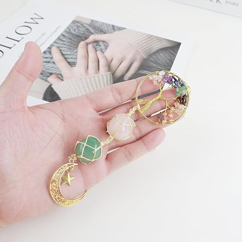 Miniatura 10 de Dije colgante de estrella del 4 de julio para el Día de la Independencia, luna colgante, accesorios de cristal curativo, decoraciones de espejo