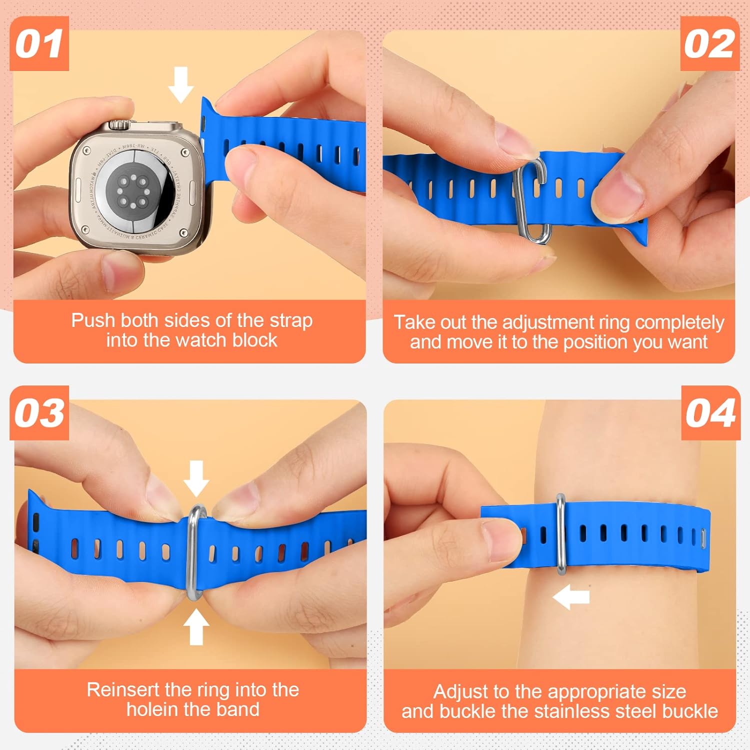 6 Pack Ocean Bands for Apple Watch Band 49mm 45mm 44mm 42mm 41mm 40mm 38mm, Soft Silicone Waterproof Strap Wristbands for iWatch Ultra SE Series 8 7 6 5 4 3 2 1 for Women Men
