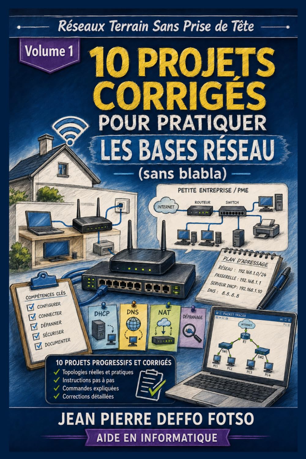 Réseaux Terrain Sans Prise de Tête Volume 1: 10 projets corrigés pour pratiquer Les Bases Réseau (sans blabla) (Admin Réseaux Sans Prise de Tête De Junior à Senior)