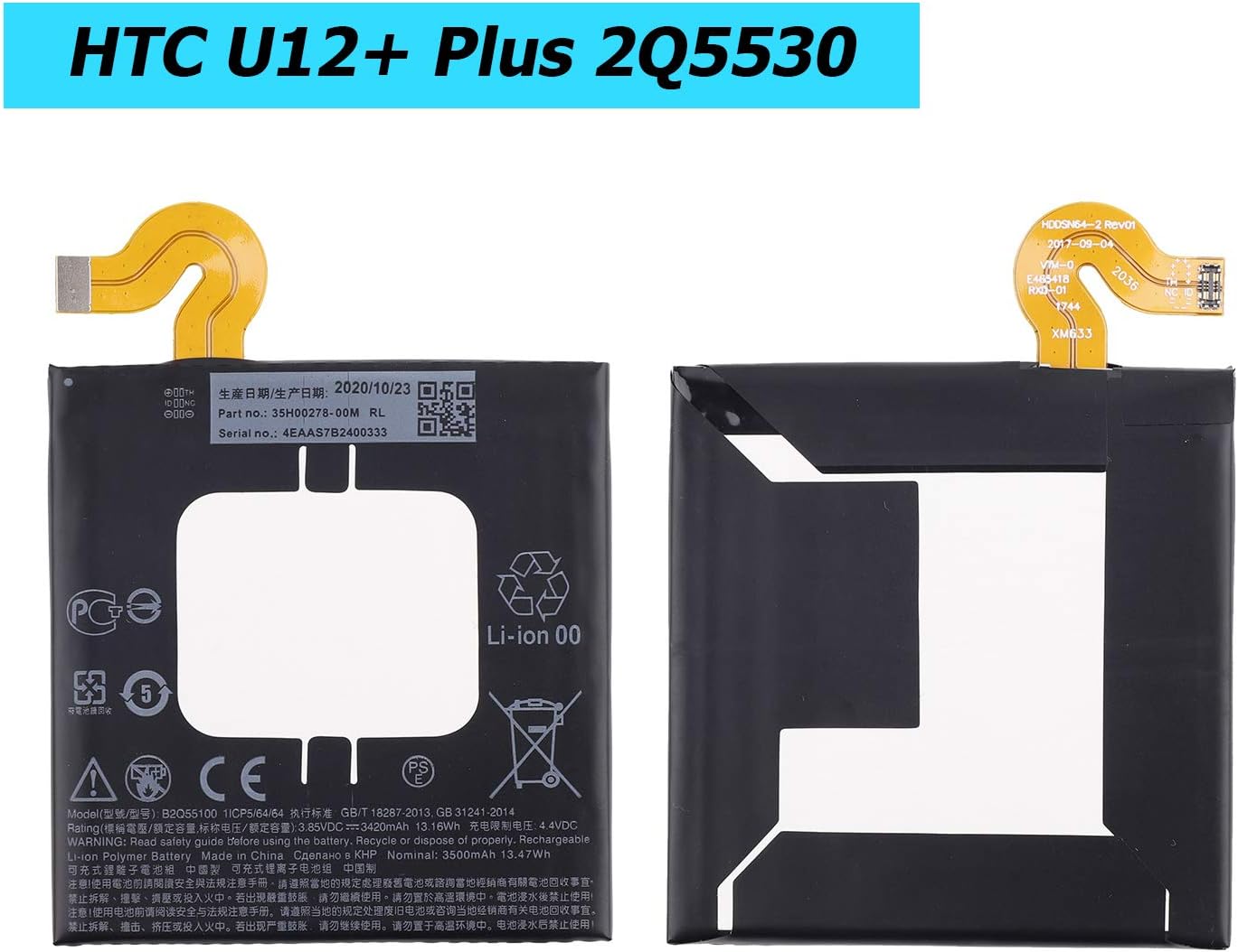 B2Q55100 Replacement Battery Compatible with HTC U12+ U12 Plus 2Q5530 with Tools