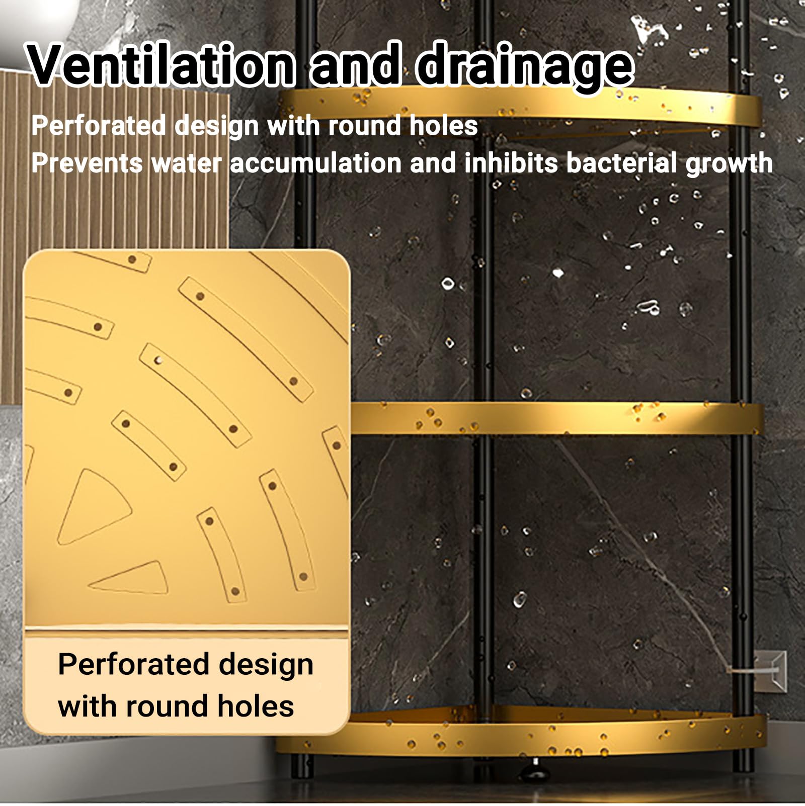 Mensola Doccia Senza Foratura, Porta Sapone per Doccia da Terra | Scaffale Angolare Da Terra In Inox, Grande Capacità Scaffale Bagno Con Ganci, Organizza I Tuoi Prodotti Da Bagno E Cucina