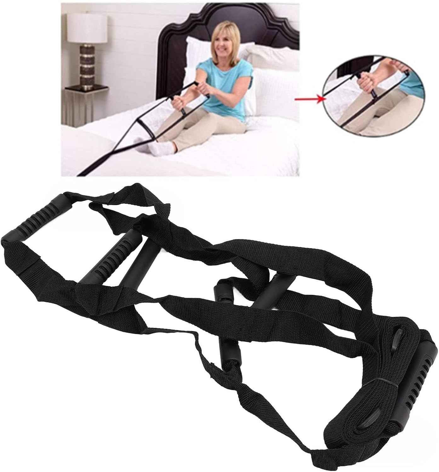 JEOZBM Bed Ladder Straps, Bed Ladder Assist Device, Pull up Helper and Sit up Helper with Handles, Assistive Bedside Straps for Elderly Senior Injury Patient Pregnant