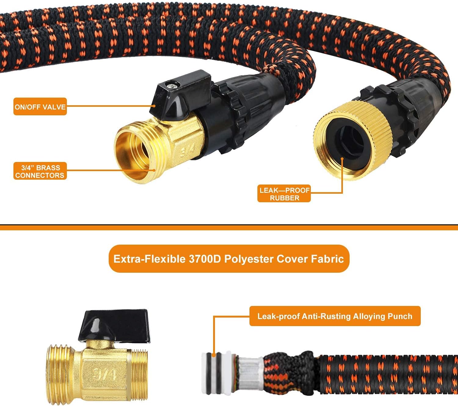 Garden Hose Durable Expandable Garden Hose Strongest Latex 4 Layers 100FT Flexible Water Pipe 10 Function Spray Nozzle 2-Way Pocket Splitter Leak-proof Hose for Washing Car Floor Watering Flowers : Patio, Lawn & Garden