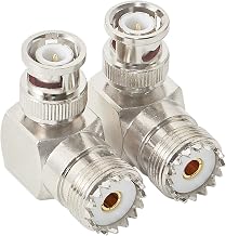 Anina BNC Male to UHF Female SO239 Jack Coax Connector Right Angle RF Antenna Adapter for Ham Radio CB Antenna Scanner Coaxial Cable 2-Pack