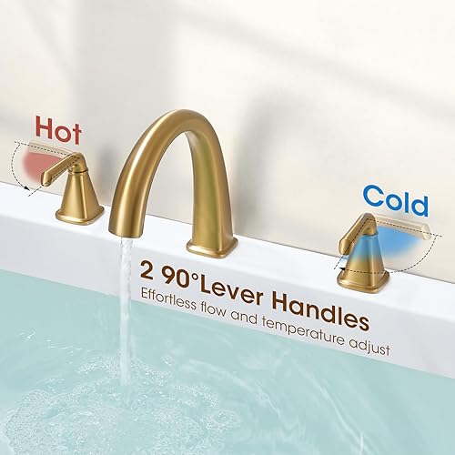 Miniatura 32 de Grifo de bañera romana de alto flujo con ducha de mano, grifo de bañera negro mate de 4 agujeros con válvula, grifos de bañera generalizados