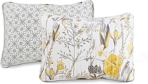 Miniatura 7 de Lush Decor Juego de edredón Adalia de 3 piezas amarillogris (King)