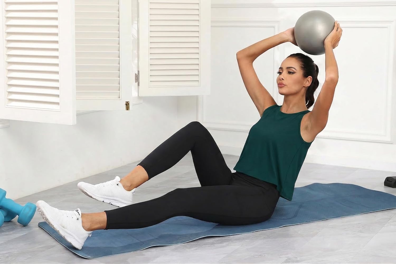 KevaMolly Workout Tank Tops for Women Flowy Cropped Shirts UPF50+ Breathable Crew Neck Athletic Yoga Running Crop Tops