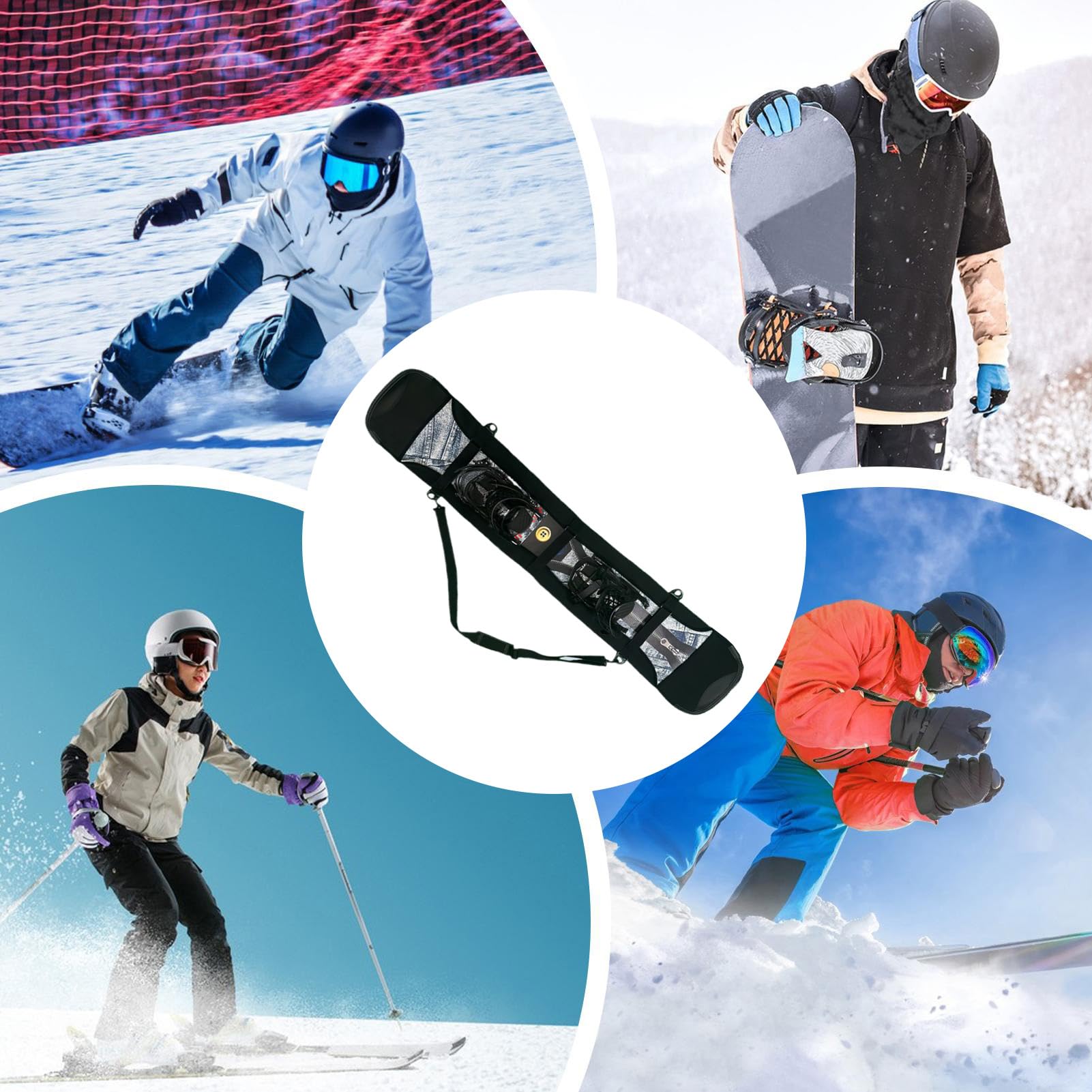 Générique Custodia da snowboard con rinforzi per snowboard e borsa di immagazzinaggio rinforzata per organizzazione sport invernali sci viaggi entusiasti all'aperto