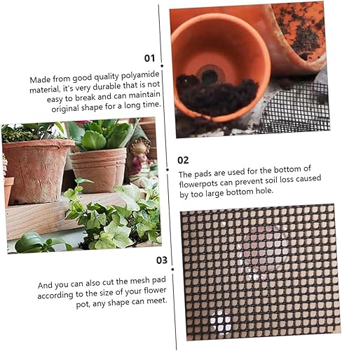 Miniatura 2 de CIYODO 20pcs Flower Pot Bottom Mesh Succulants Phyto Bonsai Pot Bottom Grid Mat Mesh Drainage Discs Flower Pot Mesh Discs Suculentas Flowerpot