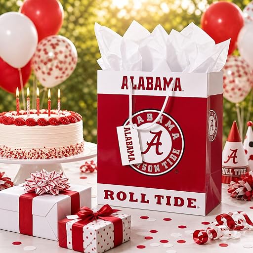Havercamp Alabama Crimson Tide Gift Bag-1 Pc-Roll Tide Party Present Bag | Durable Alabama-themed gift bag, perfect for birthdays, graduations, tailgates, holidays, and Crimson Tide fan gifts. (ASIN B0DS5QSC7H), rank #7 by monthly sales volume for 'Crimson Tide' on Amazon