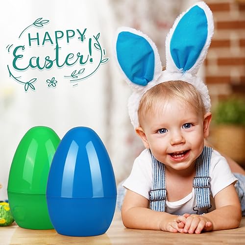 Miniatura 4 de 18 huevos de Pascua gigantes de 10 pulgadas, gigantes, rellenables, de plástico, huevos de Pascua vacíos, extragrandes, coloridos y brillantes,