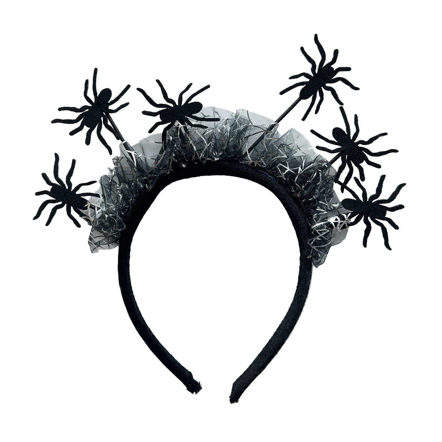 Amscan 9917609 Black Spider Web Head Boppers Headband Halloween Fancy Dress Accessory-One Size