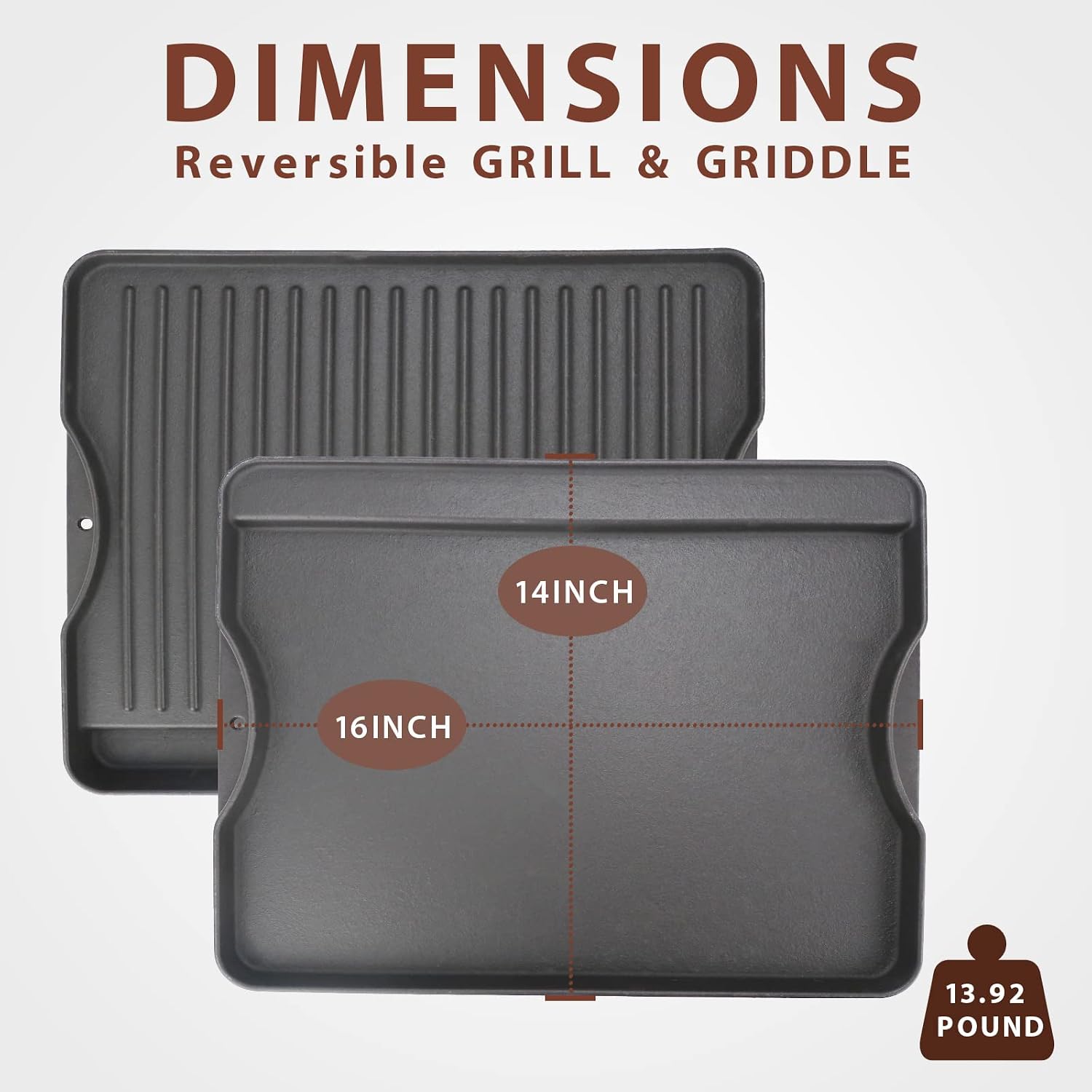 QuliMetal Reversible Grill Griddle for Camp Chef 2-Burner Stover and Camp Chef Explorer 2-Burner Stover, All Camp Chef 14" and 16" Stoves
