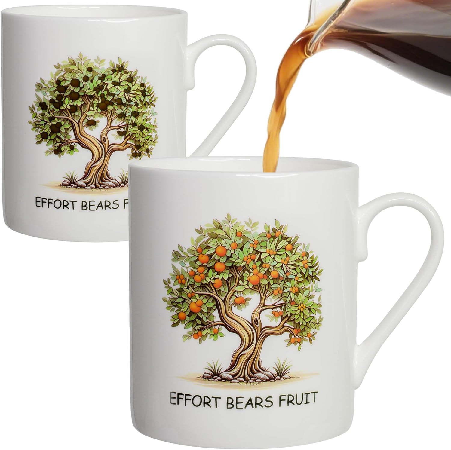 Coffee Mug Birthday Gift for Men, Funny Ceramic Heat Color Changing Tea Cup for Women, Novelty Mugfall Orange Tree Mug Christmas Gift for Him, Her, Best Friend, Dad, Mom, Teacher. 12 oz.