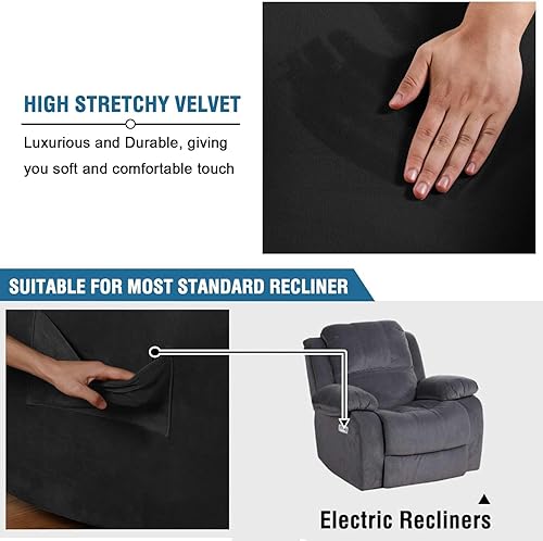 Miniatura 3 de H.VERSAILTEX Fundas elásticas para silla reclinable, funda para muebles de sofá, funda moderna de terciopelo rico de felpa de 1 pieza, protector