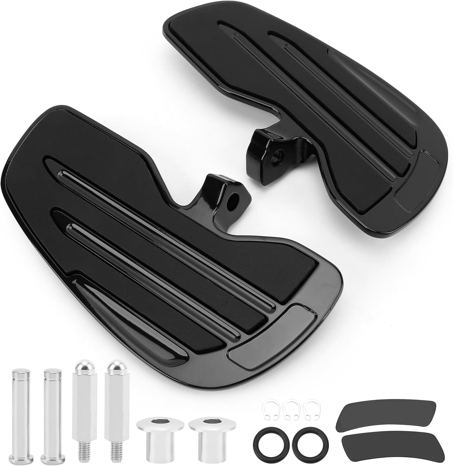 Aluminum Front Rider Floorboards Foot Pegs Compatible with Indian Sixty Bobber 2015‑2021, Motorcycle Rider Floorboards, Indian Accessories, Driver Foot Pegs with Grip (black)