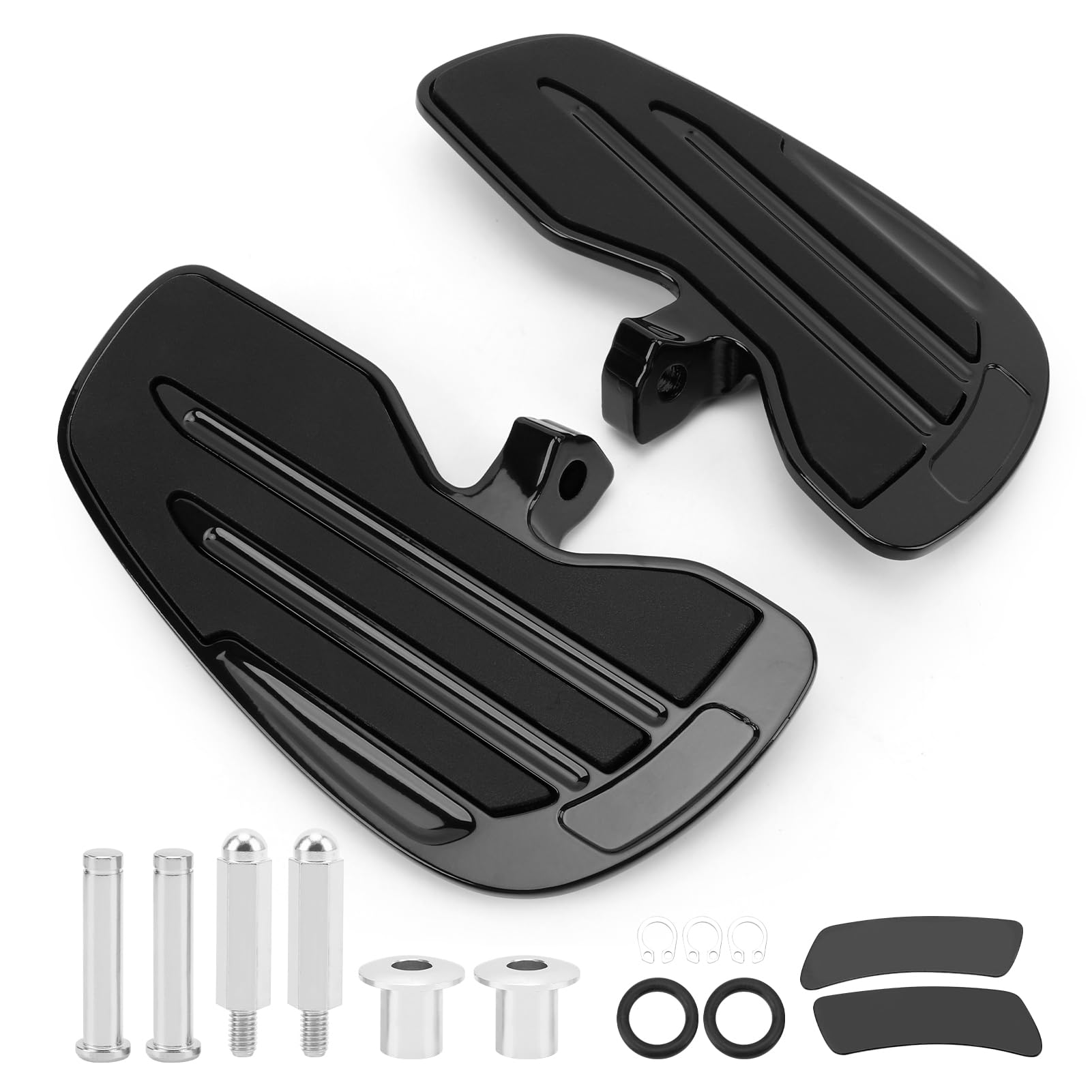 Aluminum Front Rider Floorboards Foot Pegs for Indian Scout Sixty Bobber 2015‑2021, Motorcycle Rider Floorboards, Indian Scout Accessories, Driver Foot Pegs with Grip, Silver & Black (black)