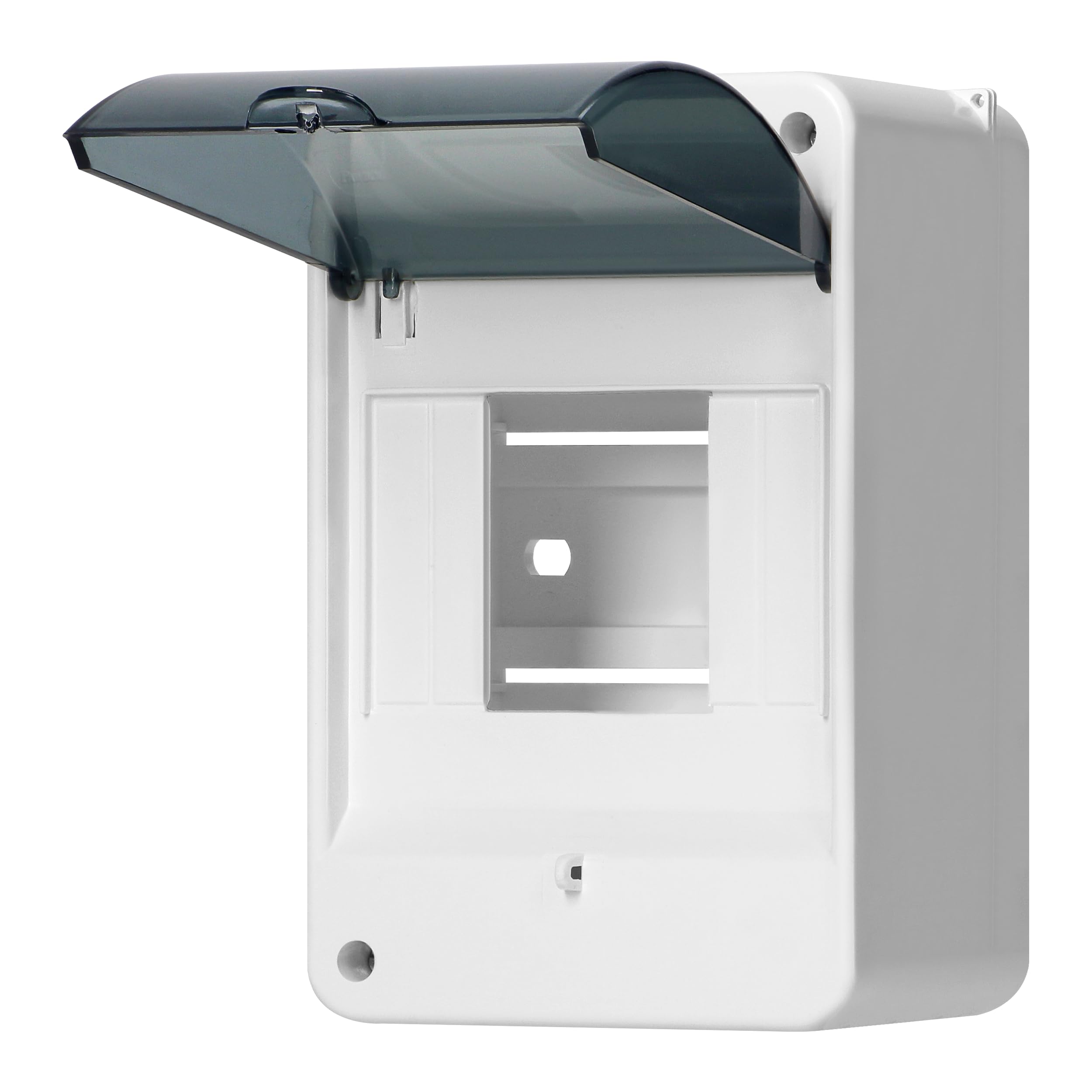 Caja Distribucion Electrica Modular Carcasa Plástica IP40 Caja Estanca Exterior Electrica con Tapa Ahumada - Cuadro Electrico Superficie con N+PE 1 Fila (4 módulos)