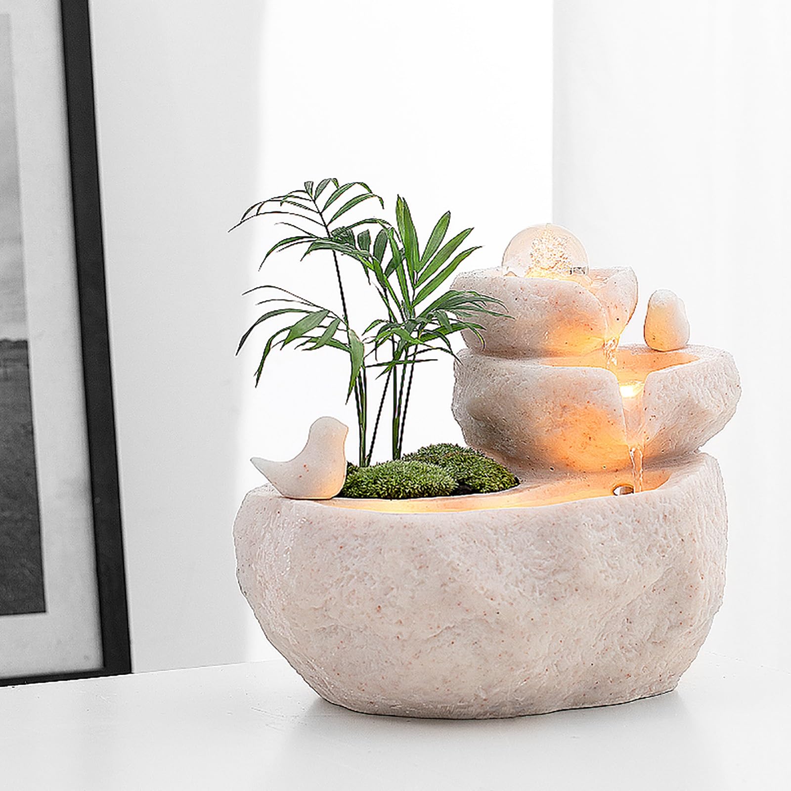 Fontaine D'intérieur avec Boule Feng Shui et Lumières LED, Cascade de Bureau Créative pour la Maison, Le Bureau et Les Espaces de Méditation