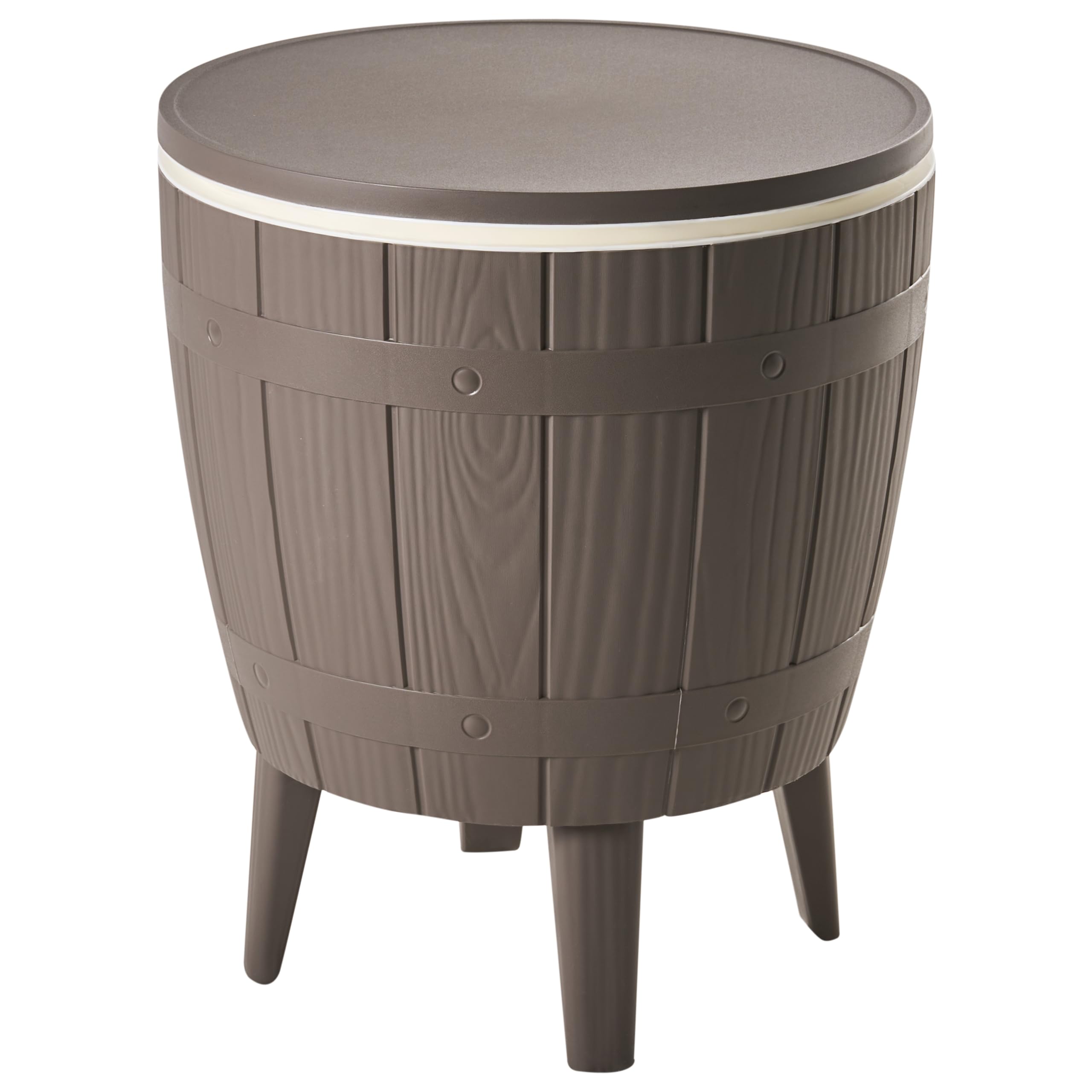 Beliani Mini-Bar de Jardin avec Glacière en Polypropylène Hauteur Réglable Rond 48 cm Taupe Slig