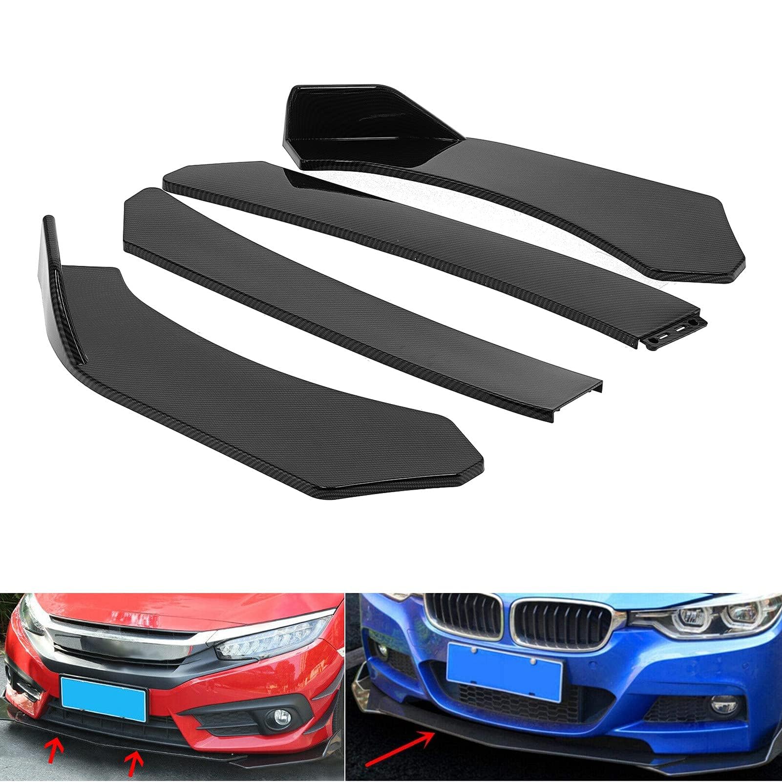 Ejoyous Spoiler anteriore universale, labbro sottoparaurti per auto, colore: nero