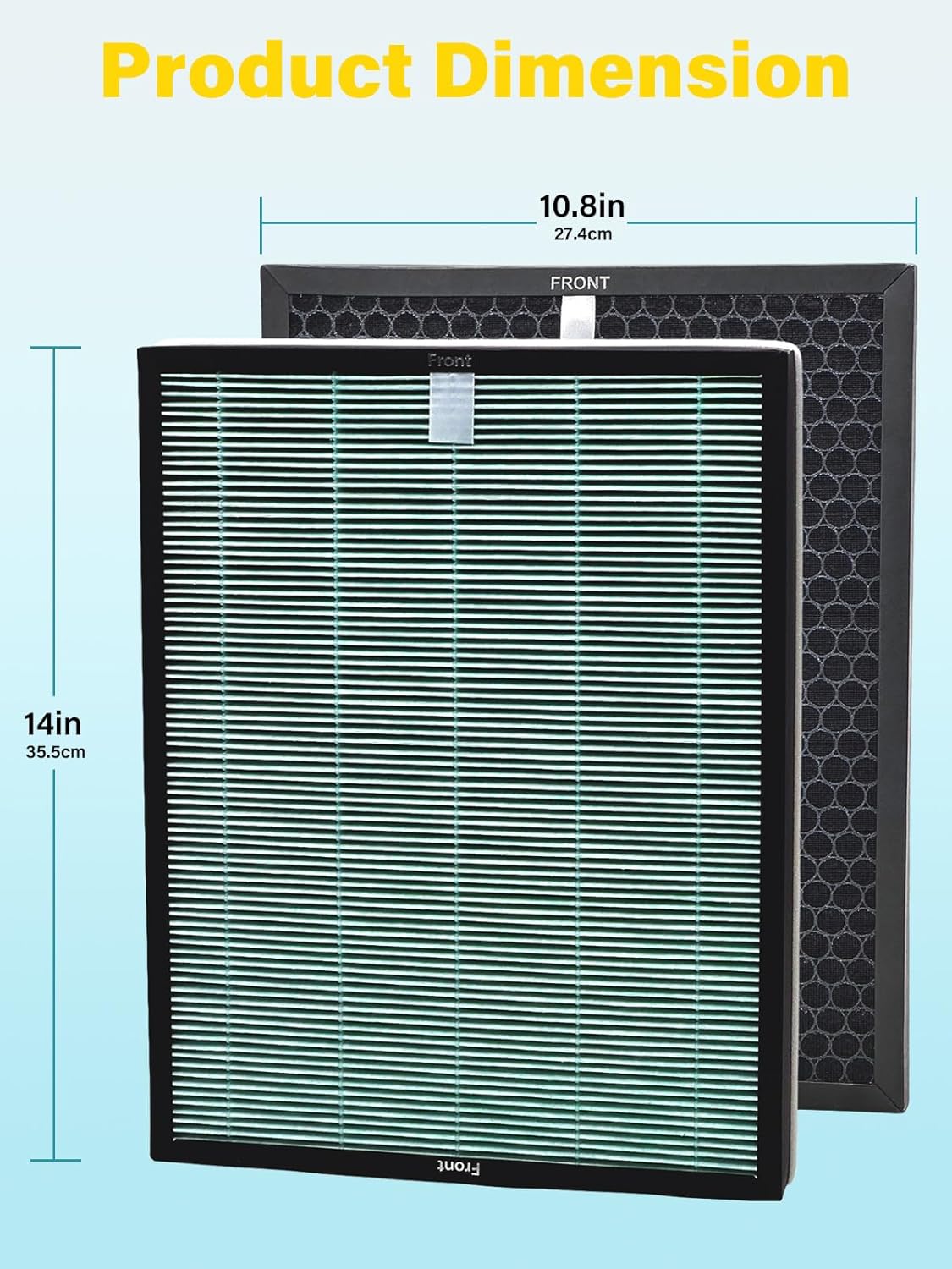 Replacement Filter Set Compatible with RabbitAir BioGS 2.0 Ultra Quiet Model SPA-550A & SPA-625A Air Purifiers,Combined with 1 Premium Filter+ 1 Activated Carbon Filter
