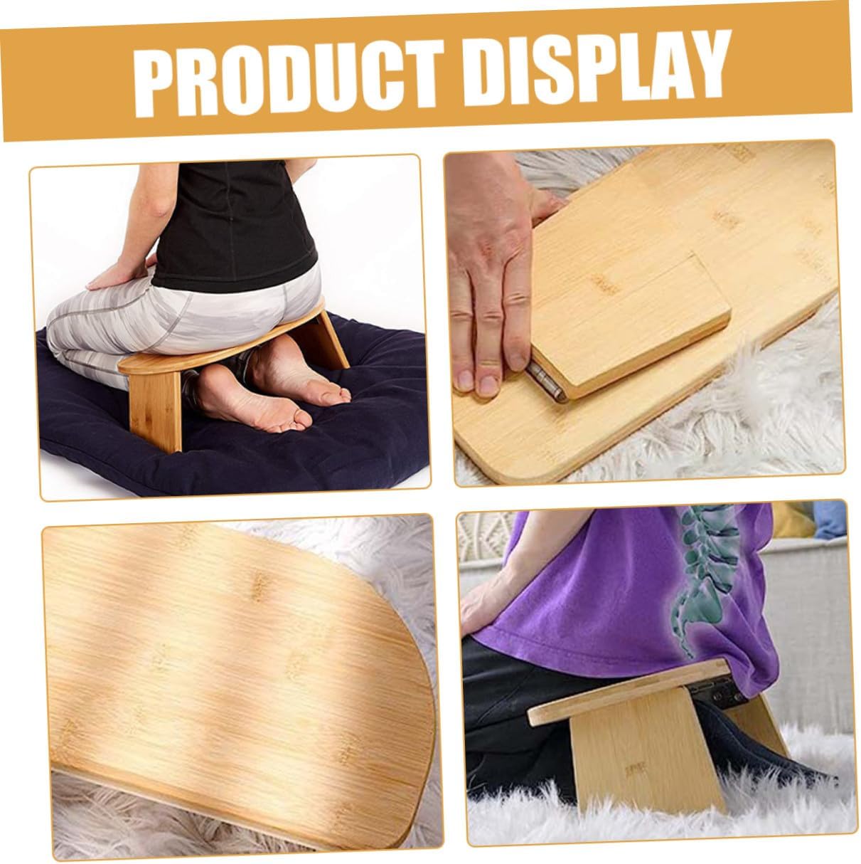 SUPVOX Bench Folding Non-Skid Stool Portable Lightweight Zen Stool and Mindfulness Practice