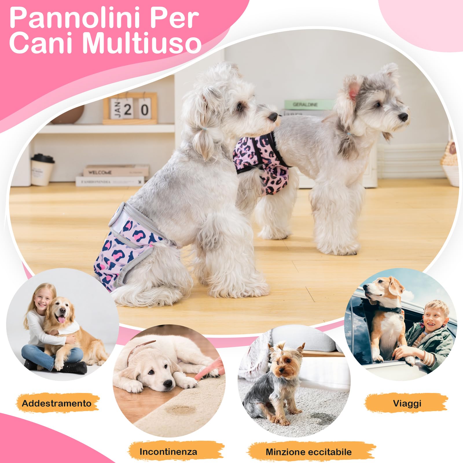 Mutandine Cane Femmina Calore Lavabili S (3 Pezzi), Assorbenti per Cani e Gatti, Pannolini da Ciclo per Femmine Cani