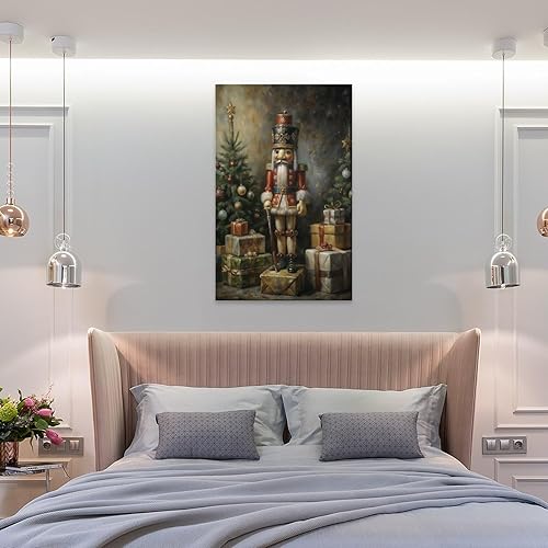 Miniatura 4 de FUCMI Juguete de cascanueces de madera, arte de pared de Navidad, lienzo vintage, póster de impresión artística para el hogar, escuela, oficina, sin