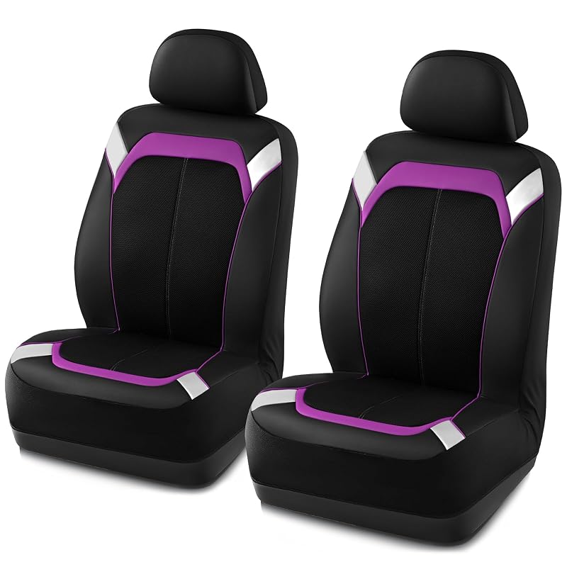 Capa para Banco Dianteiro PIC AUTO em Couro Prata e Roxo com Tela Respirável SC-234-PURPLE4