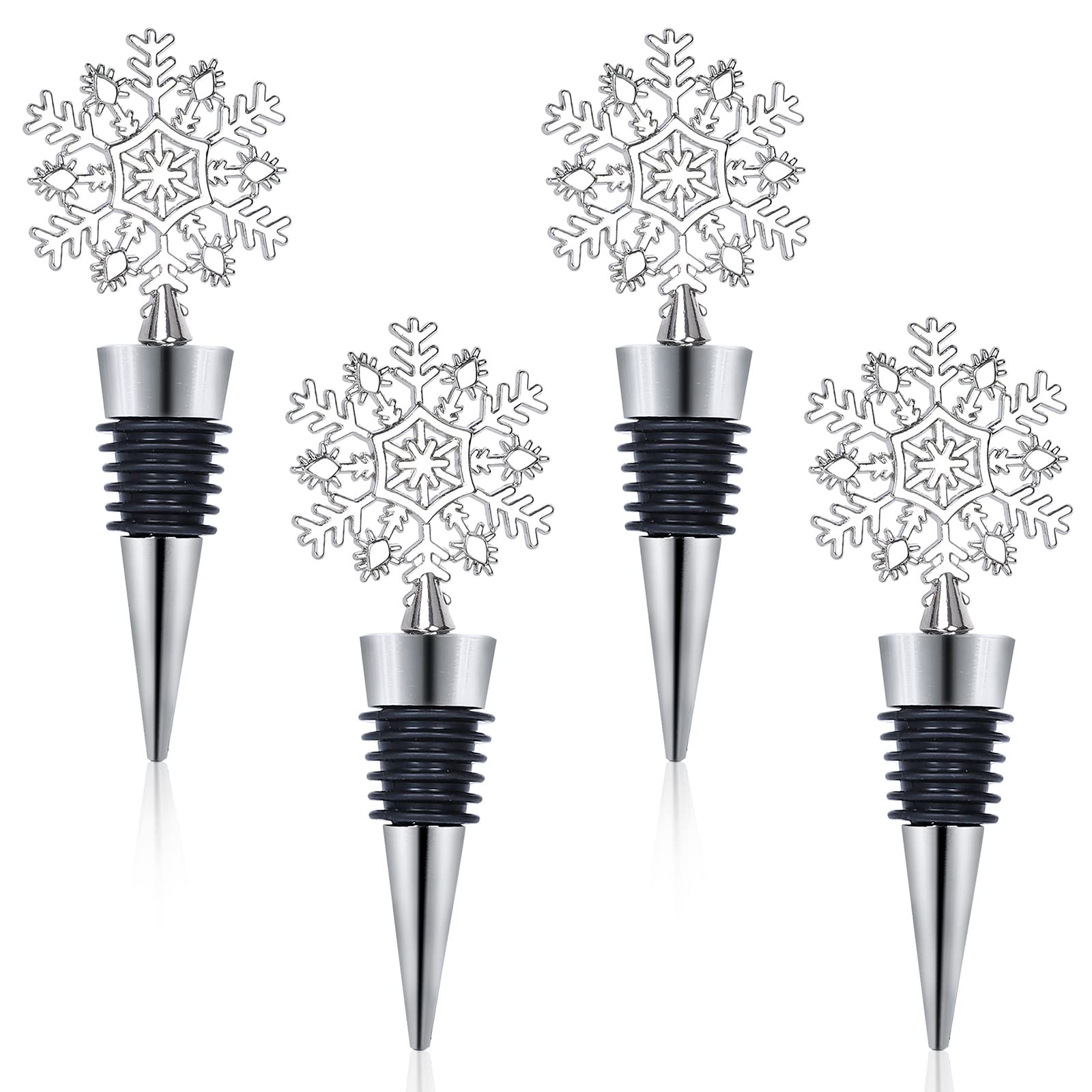 Bouchon de bouteille de vin flocon de neige Whaline en métal pour conservation d'hiver x4