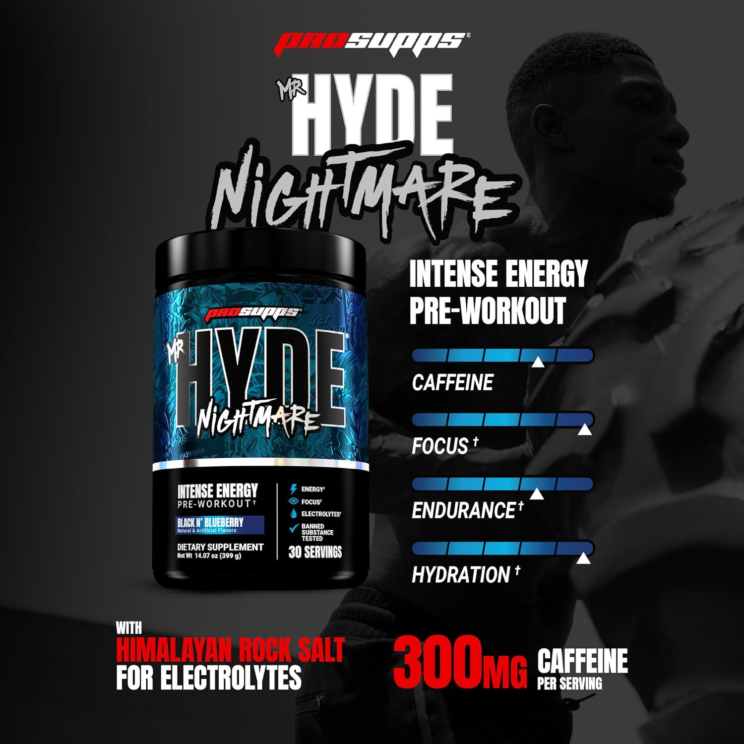 ProSupps Mr. Hyde Nightmare Pre Workout Powder with Caffeine & Beta Alanine - Preworkout for Intense Energy, Mental Focus & Performance - Gym & Fitness Supplements (Black N' Blueberry, 30 Servings) - Image 2