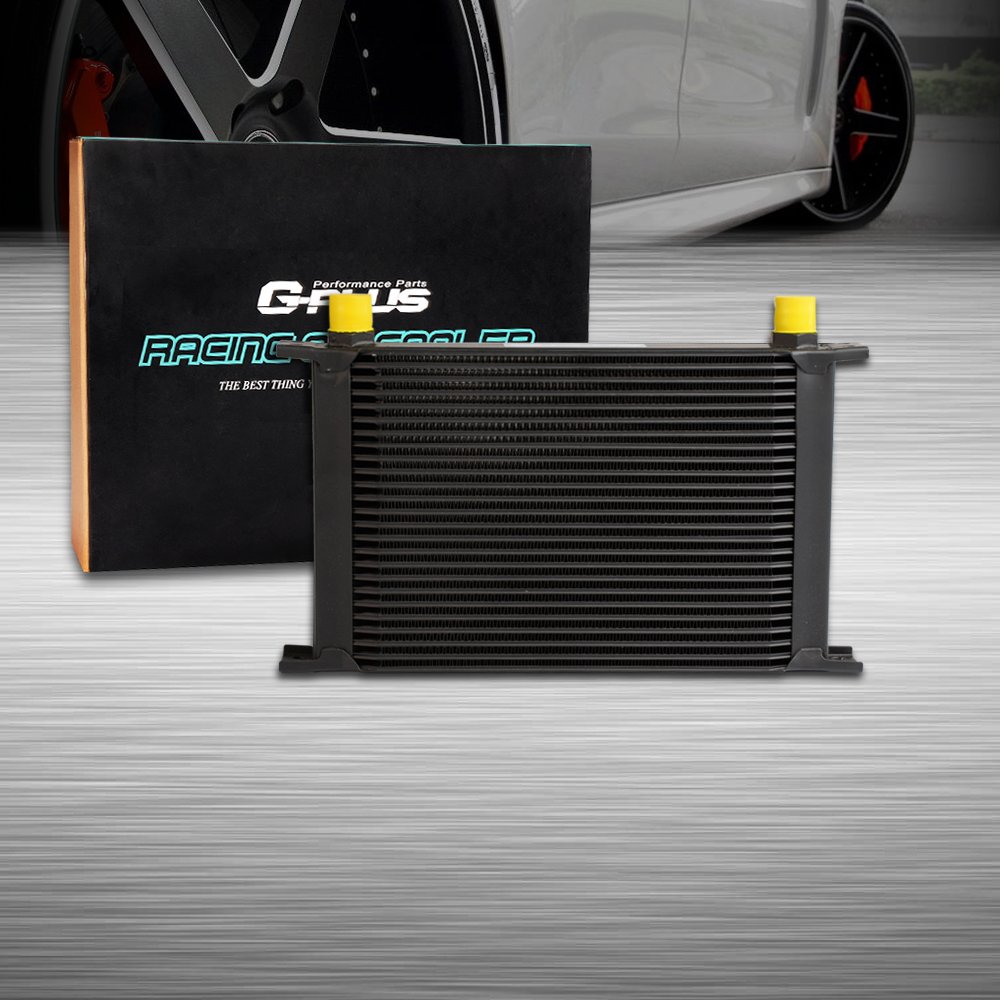 G-PLUS25 Row AN-10 AN10 Universal Aluminum Racing Engine Transmission Oil Cooler Black