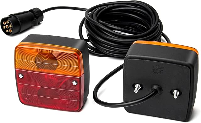 JMEST LEAD 2PCS 12V Trailer Tail Lights Waterproof Rear Brake Lights Indicator Lights with License Plate Lamp, with 7.5m Cable 7 pin Trailer Plug For Trailer Camper Van Truck