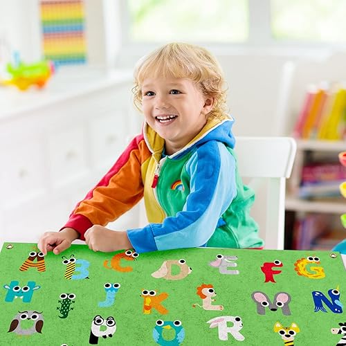 Miniatura 8 de PLIGREAT Juego de letras de fieltro de aprendizaje, tablero de actividades de pared grande, letras ABC, números, símbolos, guión gráfico para