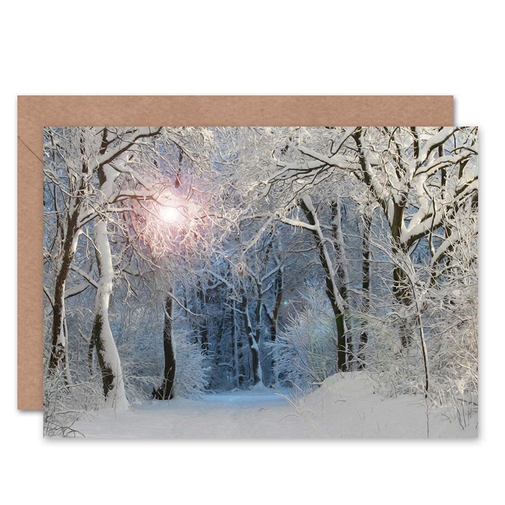 Wee Blue Coo BIRTHDAY PAINTING WINTER FOREST TREES ART GREETINGS GREETING CARD GIFT