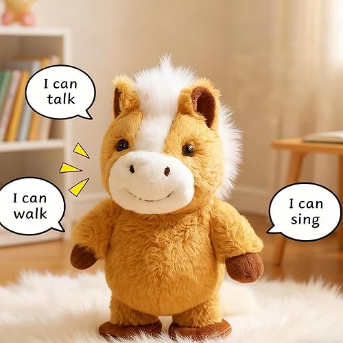 Miniatura 2 de Easfan - Poni parlante, repite lo que dices caminando, cantando, animal de peluche, juguete de felpa eléctrico, interactivo, de juguetes animados