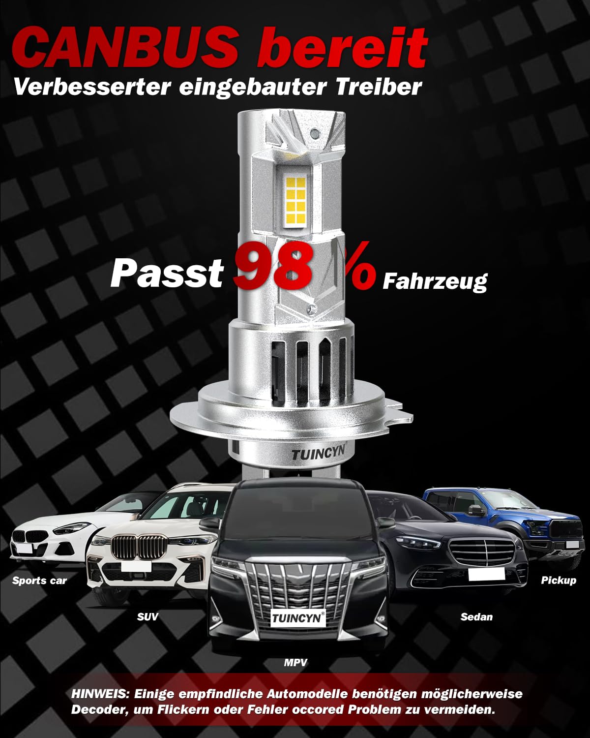 H7 Lamp Auto 600% Helligkeit, 6500K Weiß 12V Scheinwerferlampe, 2pcs