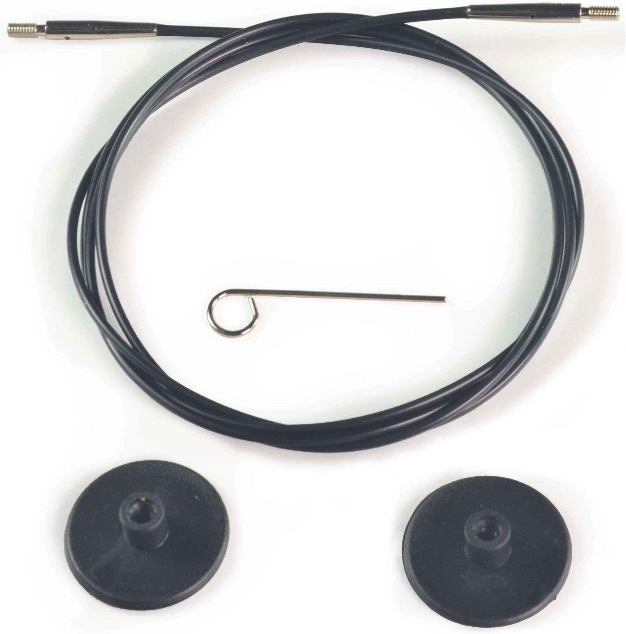 Knitter's Pride- Interchangeable, Black silver cord 49'' (125 cm to make 150 cm/ 60'' IC needle) (Code# 800106)