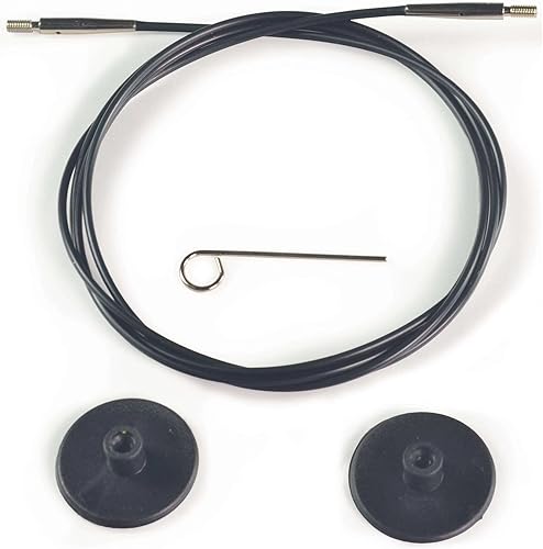 Miniatura 1 de Knitter's Pride set de cable negro y plata intercambiable y conectores.