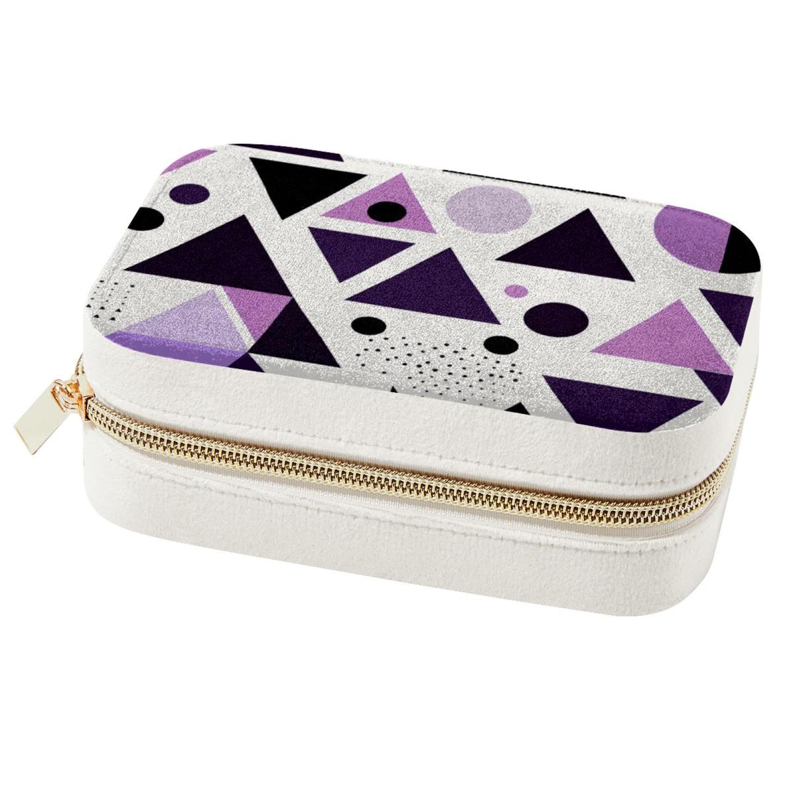 Boîte à bijoux double couche violette pour bagues et colliers
