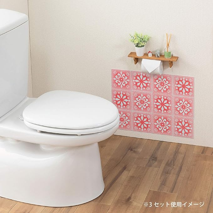 Amazon Co Jp サンコー 壁用 トイレの消臭シート 臭い 保護 飛び散り 予防 モロッコタイル ピンク おくだけ吸着 日本製 Kv 77 30 30cm 厚み1mm ホーム キッチン