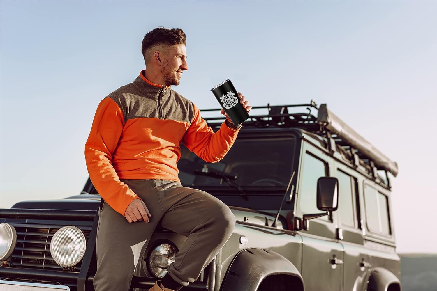 Military Gift Shop 20oz Coast Guard Tumbler, Double-Walled Insulated Steel USCG Coffee Mug with Lid | Coast Guard Gifts | Coast Guard 20oz Tumbler - Image 5