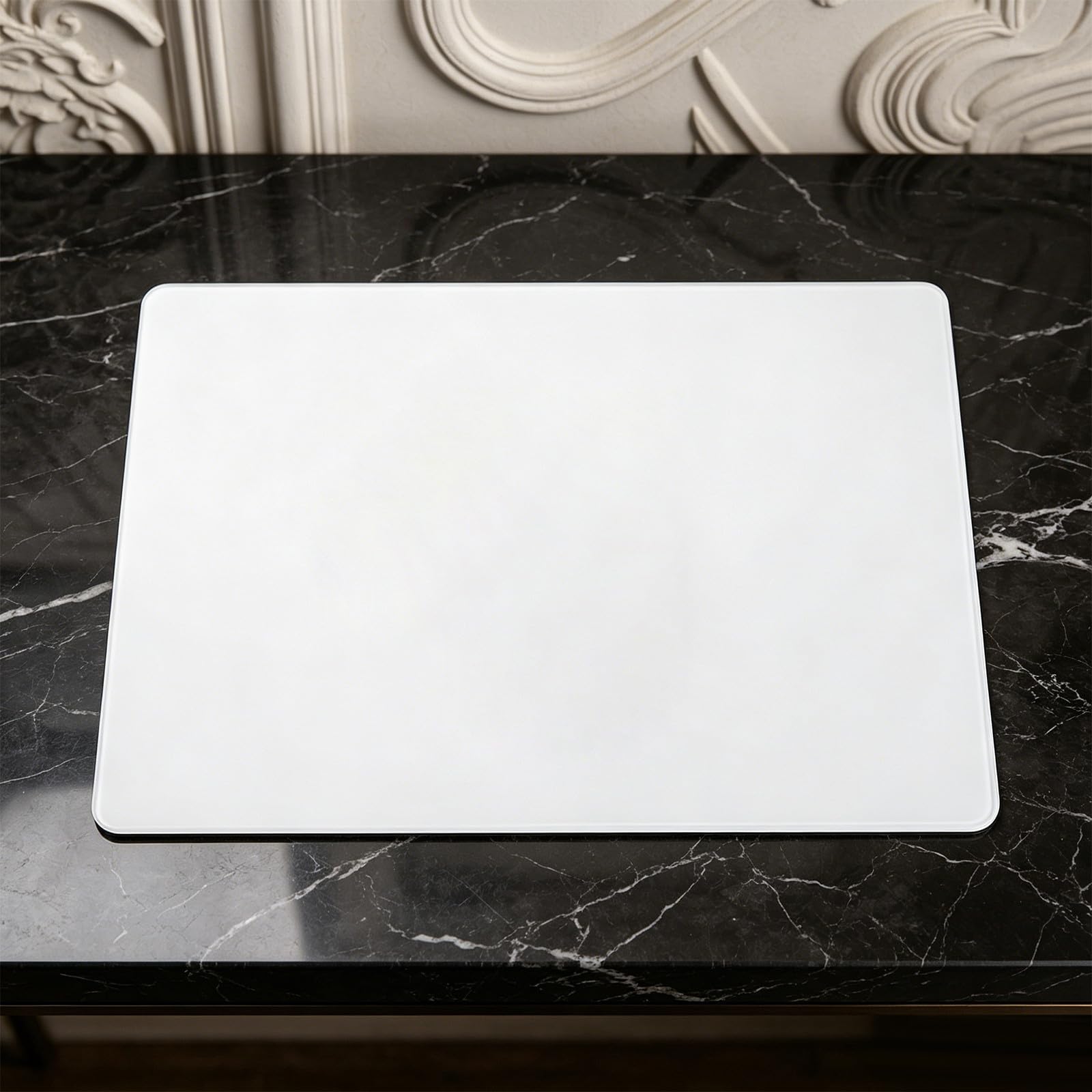 Angoily Tappetino Precisa e Base Vetro Mouse Temperato per Bianco in Stabile Superficie Tracciamento di Gamer e Tornei di Gioco al Computer