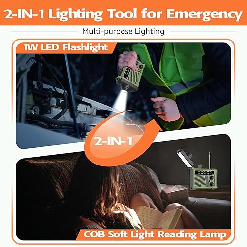 Miniatura 6 de Radio meteorológica de emergencia (modelo P96) AM FM, Solarmanivelacarga USB, funciona con pilas, alarma SOSlinternalámpara LED para emergencia al